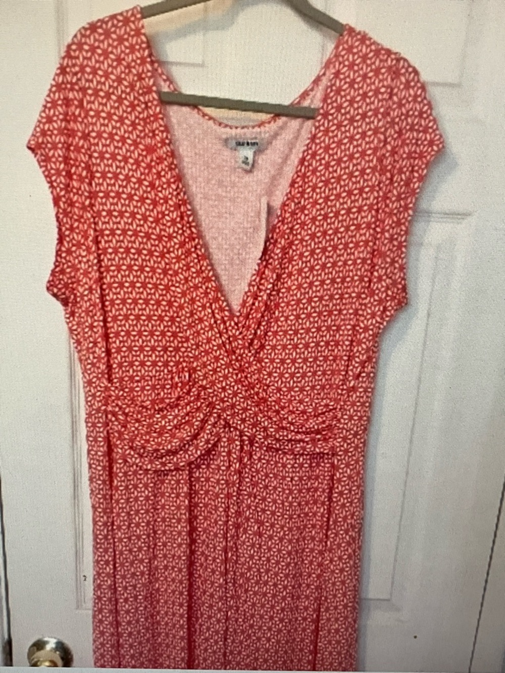 Old Navy Coral Floral-Print Wrap Midi Dress